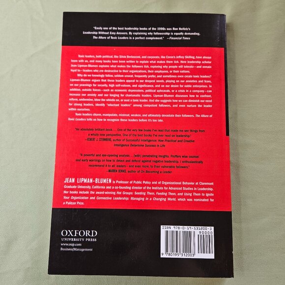 The Allure of Toxic Leaders by Jean Lipman Blumen Paperback - Picture 7 of 7